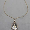 Antique Early 1900s 14k Gold Cross with Quartz Pendant Necklace