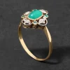 Antique Early 1900s 14k Gold with Emerald & Diamond Abstract Floral Design Ring