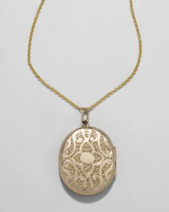 Antique 1800s 9k Gold & 14k Gold Fill with Enamel and Hand Etched Star Motif Locket Necklace