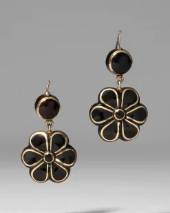 Antique 1800s 14k Gold & Tortoise Pique Earring