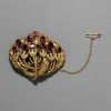Antique 1800s 14k Gold Fill & Faceted Rhodolite Garnet Pin