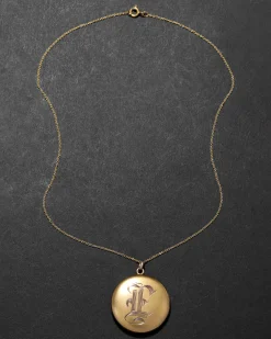 Antique 1800s 14k Gold Fill Hand-Etched Classic Round Locket