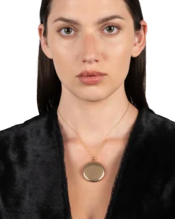 Antique 1800s 14k Gold Filled Round Polished Locket Necklace