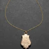Antique 1910s 14k Gold Hand Etched Unique Shape Locket Pendant Necklace