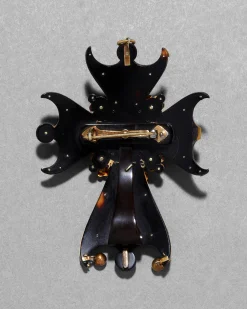 Antique 1800s 18k Gold with Tortoise & Pearl Gold Cross Pin
