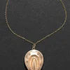 Antique 1800s 10k Rose Gold Horseshoe Locket Necklace