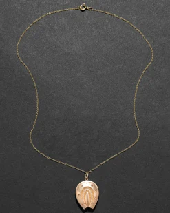 Antique 1800s 10k Rose Gold Horseshoe Locket Necklace