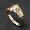 Antique 1800s 10k Yellow & Rose Gold Signet Ring with Diamond Star Motif