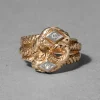 Antique 1800s 14k Yellow & White Gold with Diamond Double Snake Ring