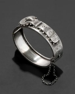 Antique 1800s Victorian Sterling Silver Buckle Bracelet