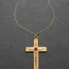Antique Victorian 14k Gold Fill & Cut Crystal Ornate Cross Pendant Necklace