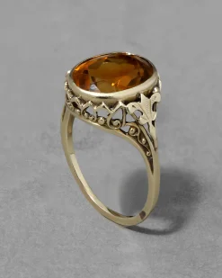 Antique Victorian 14k Gold & Faceted Citrine Ring
