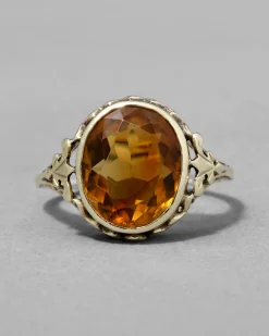 Antique Victorian 14k Gold & Faceted Citrine Ring