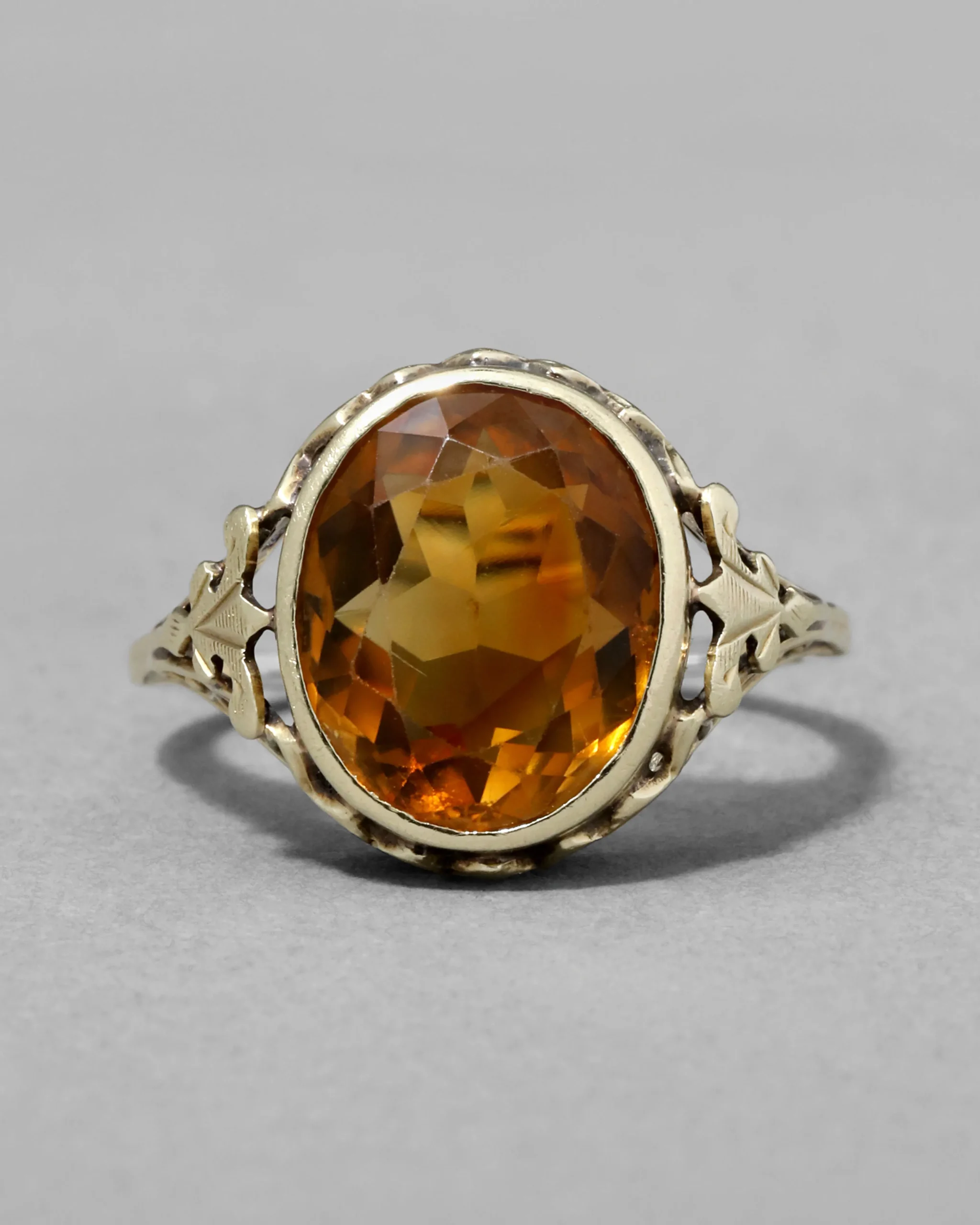 Antique Victorian 14k Gold & Faceted Citrine Ring