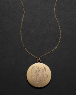 Antique Victorian 14k Gold Fill Hand Etched Filigree Locket Necklace