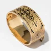 Antique Victorian 14k Gold & Enamel Hand Etched Hinge Bracelet