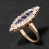Antique Victorian Late 1800s 14k Gold with Sapphire & Diamond Marquis Ring