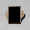 Antique Victorian 1880s 14k Gold Fill & Onyx Hand Etched Ring