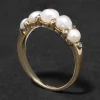 Antique Victorian 1800s 14k Gold with Diamond Prong Set Pearl Ring