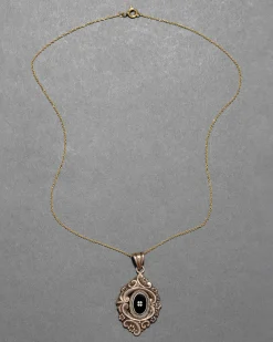 Antique Victorian 1880s 10k Gold with Enamel Lucy Pendant Necklace
