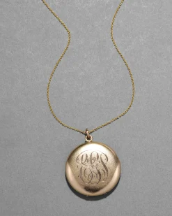 Antique Victorian 1800s 14k Gold Fill & Paste Crystal Patterned Locket Pendant Necklace