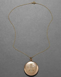 Antique Victorian 1800s 14k Gold Fill Fleur de Lis Locket Necklace
