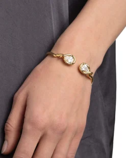 Asterales Crystal Capped Hinge Cuff Bracelet
