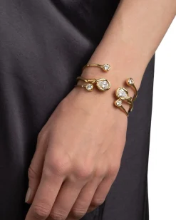 Asterales Crystal Capped Hinge Cuff Bracelet