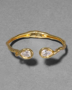 Asterales Crystal Capped Hinge Cuff Bracelet