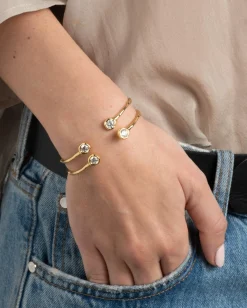 Asterales Crystal Skinny Capped Cuff Bracelet