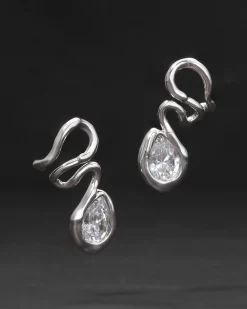 Asterales Floating Vine Post Earring- Silver
