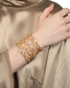 Asterales Gold Celestial Wide Cuff Bracelet