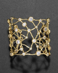 Asterales Gold Celestial Wide Cuff Bracelet