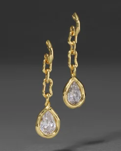 Asterales Gold Link Pear Drop Earring