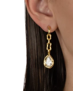 Asterales Gold Link Pear Drop Earring