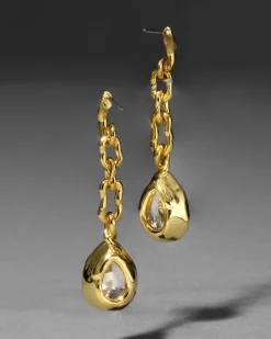 Asterales Gold Link Pear Drop Earring