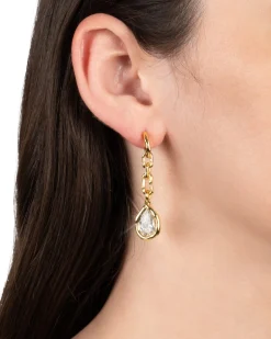 Asterales Gold Link Pear Drop Earring