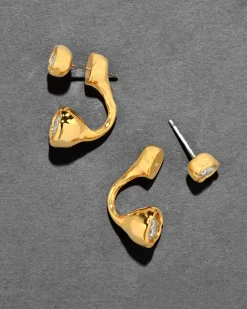 Asterales Gold Molten Front Back Earring