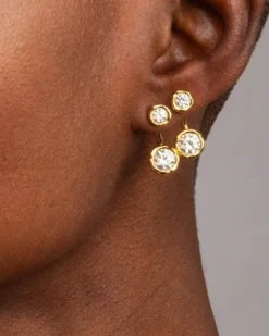 Asterales Gold Molten Front Back Earring