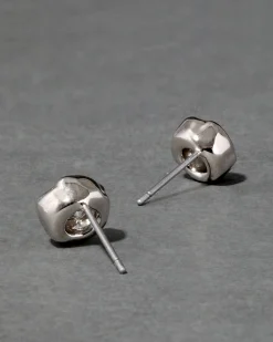 Asterales Molten Bezel Stud Earring- Silver