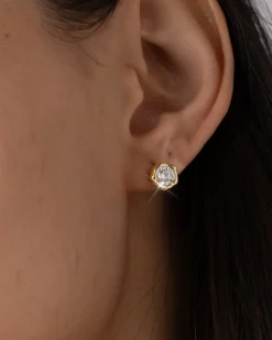 Asterales Molten Bezel Stud Earring- Gold