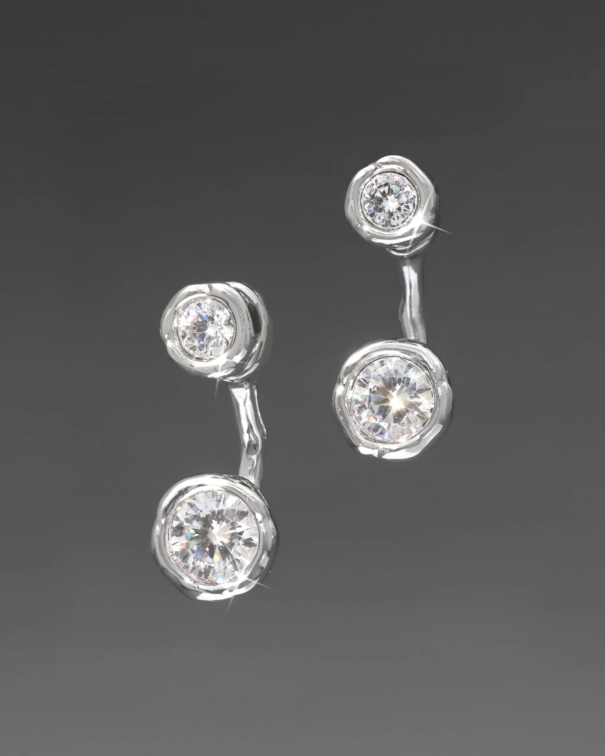 Asterales Silver Molten Front Back Earring