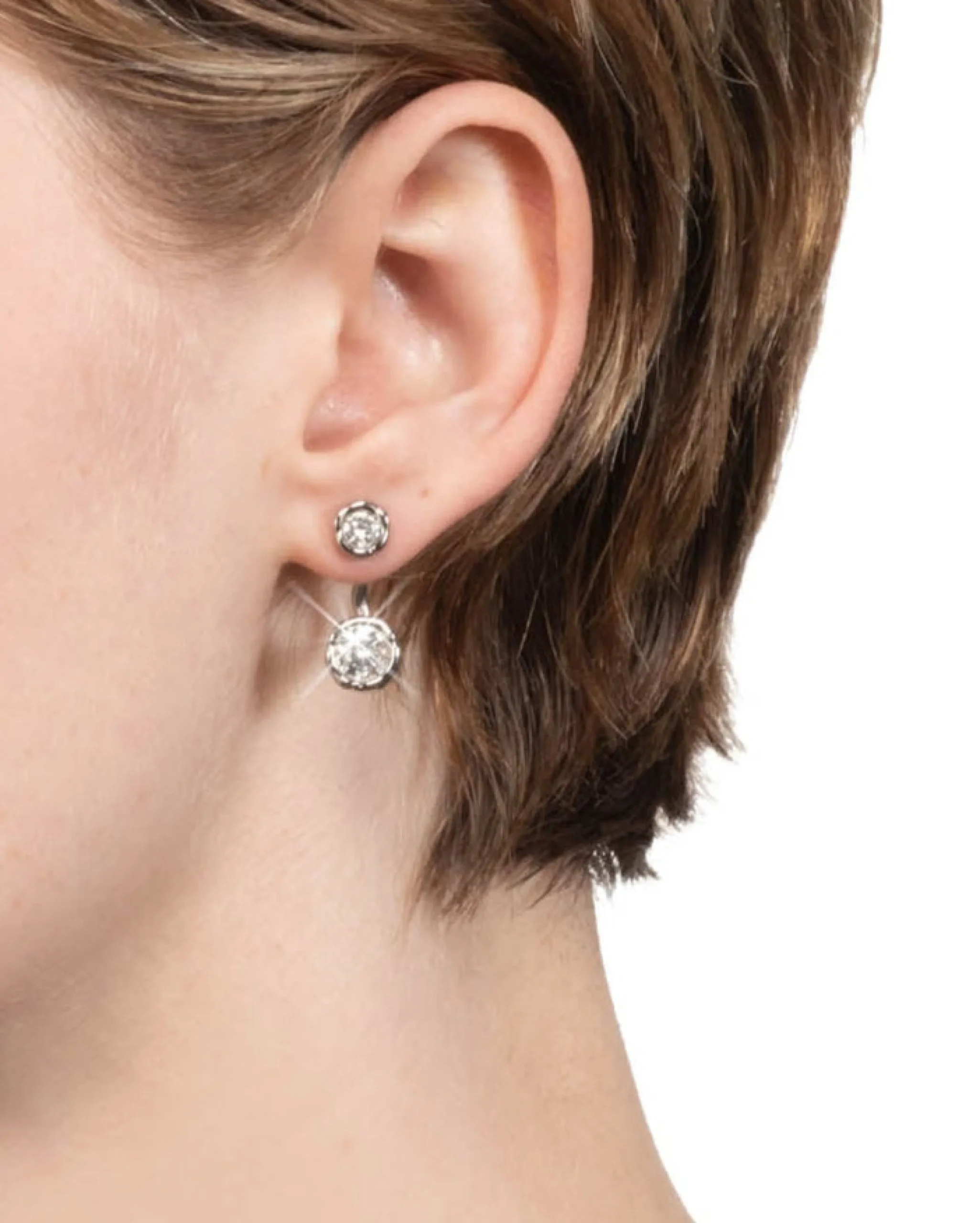 Asterales Silver Molten Front Back Earring