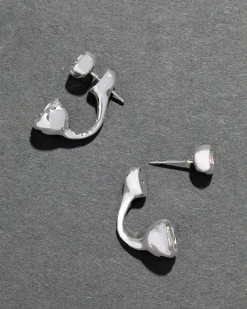 Asterales Silver Molten Front Back Earring