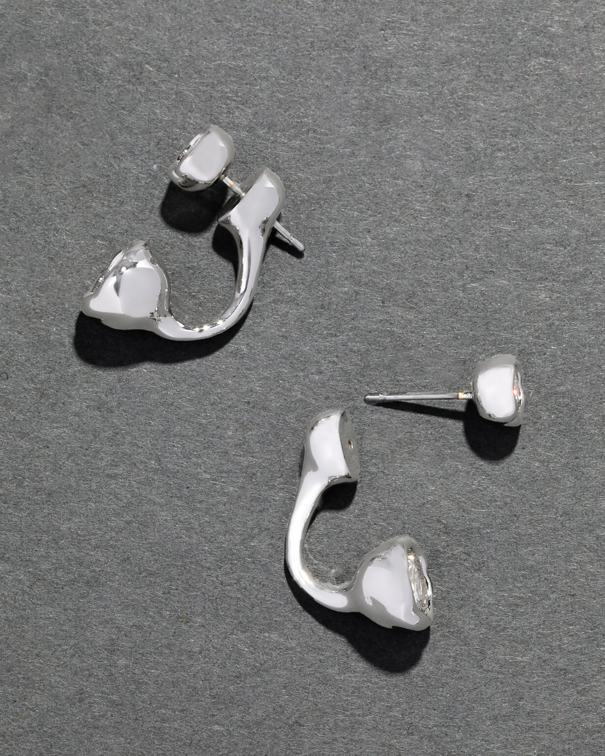 Asterales Silver Molten Front Back Earring