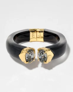 Bonbon Crystal Lucite Hinge Bracelet- Black