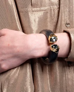 Bonbon Crystal Lucite Hinge Bracelet- Black