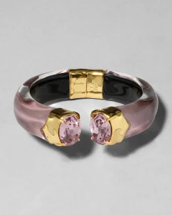 Bonbon Crystal Lucite Hinge Bracelet- Dusty Rose