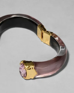 Bonbon Crystal Lucite Hinge Bracelet- Dusty Rose