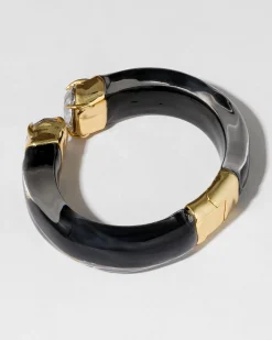 Bonbon Crystal Lucite Hinge Bracelet- Onyx